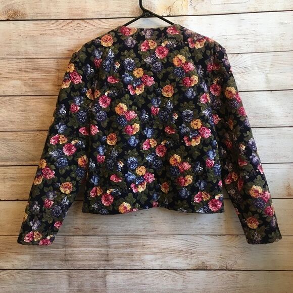 VINTAGE THE EAGLE'S EYE QUILTED CORDUROY FLORAL BLAZER - Picture 6 of 8